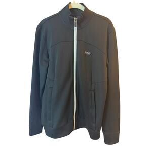 BOSS Hugo Boss Full Zip Technical Tracksuit Jacket w/White Zipper and Logo sz. S